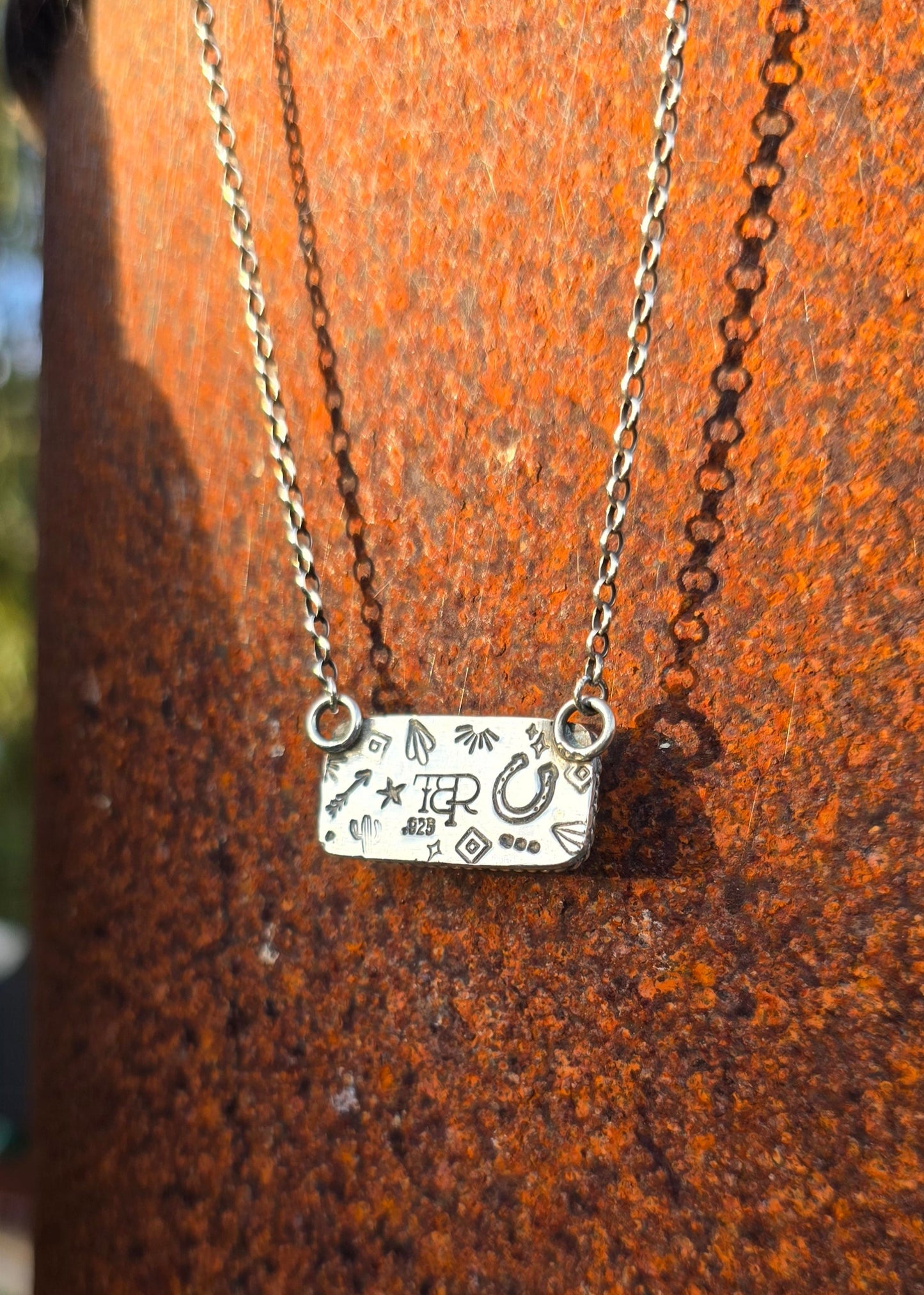 Silver Sheen Obsidian Bar Necklace