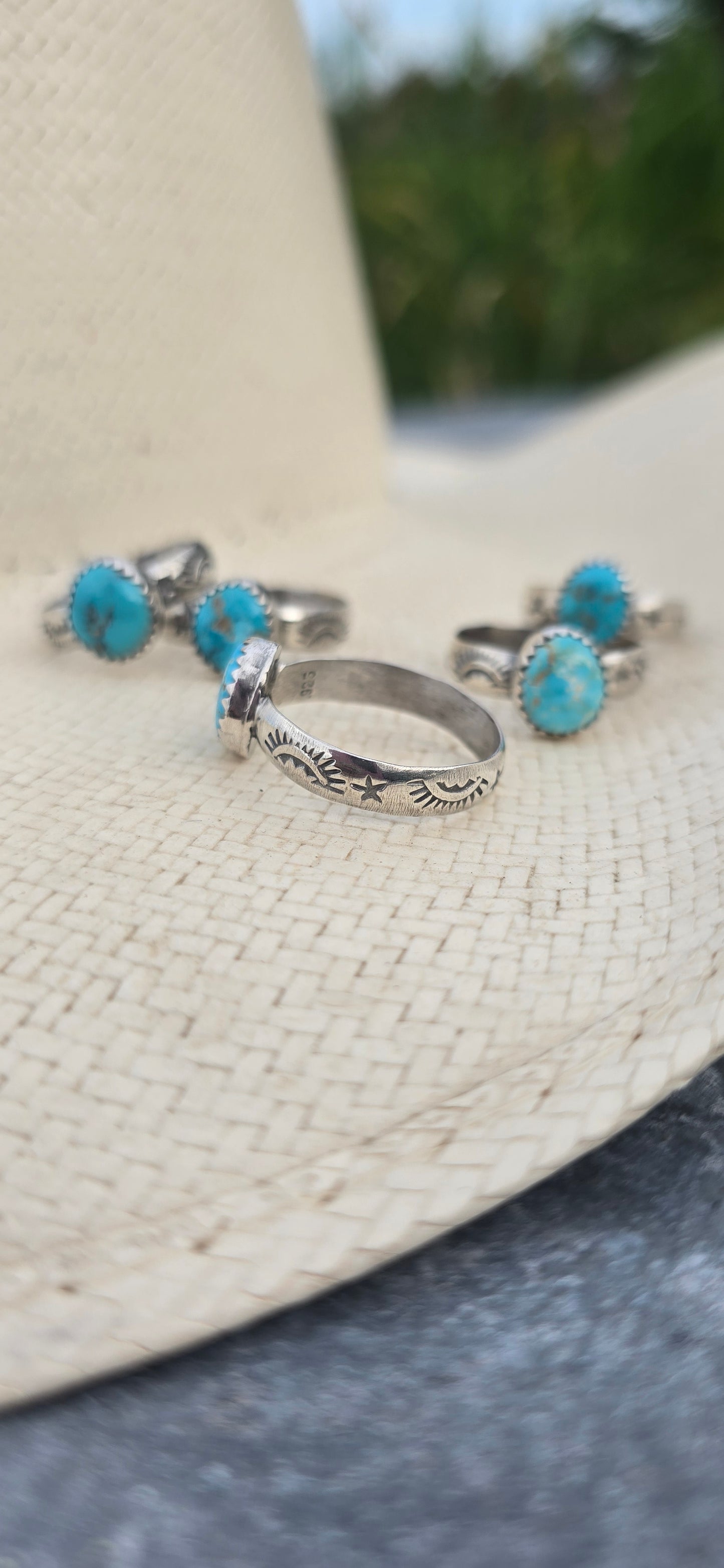 Lone Mountain Stamped Stacker Ring