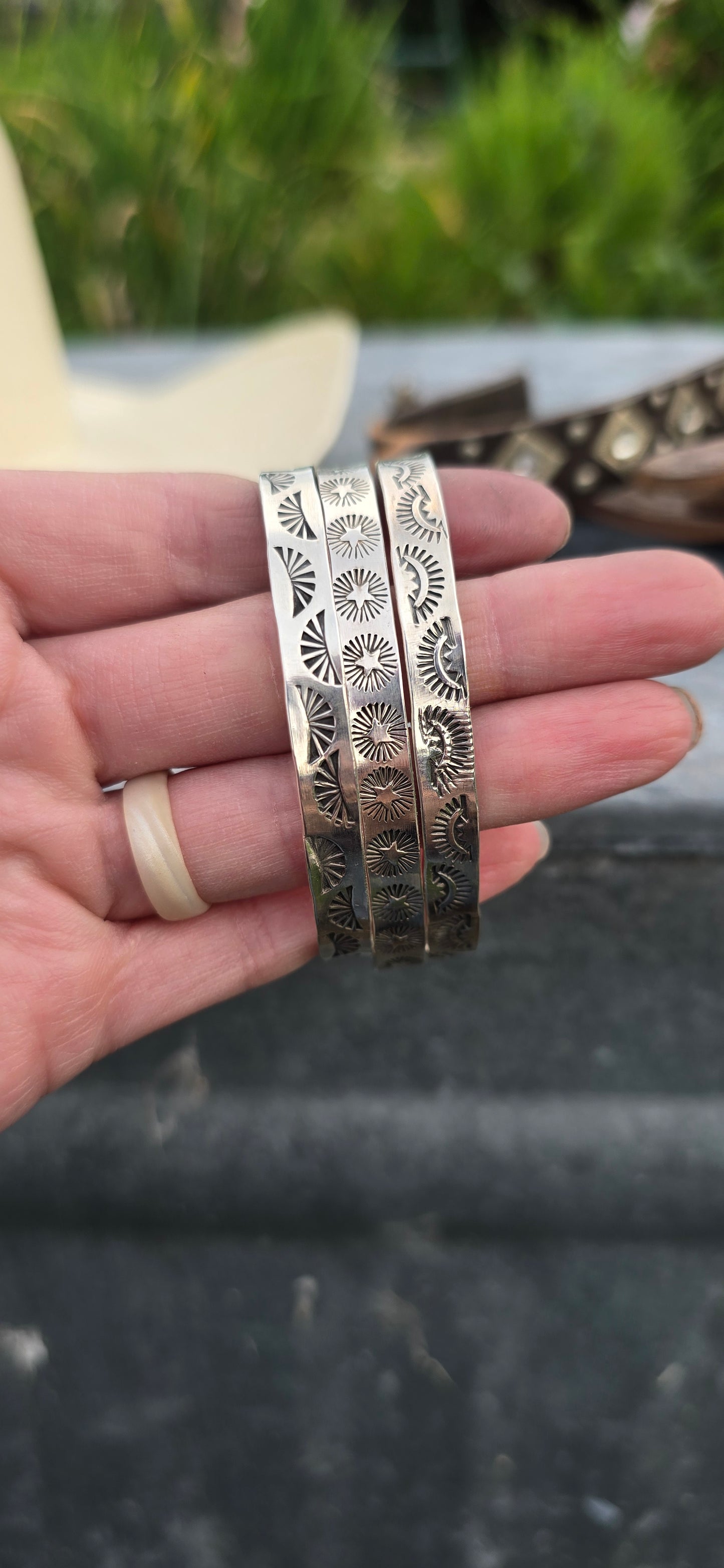 Sterling Silver Stamped Cuffs