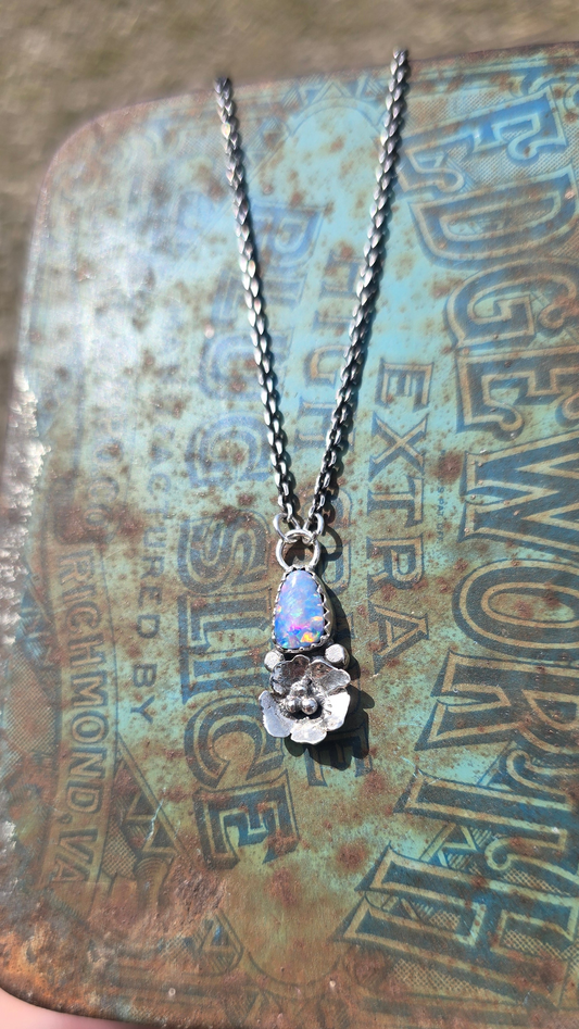 Opal Flower Necklace